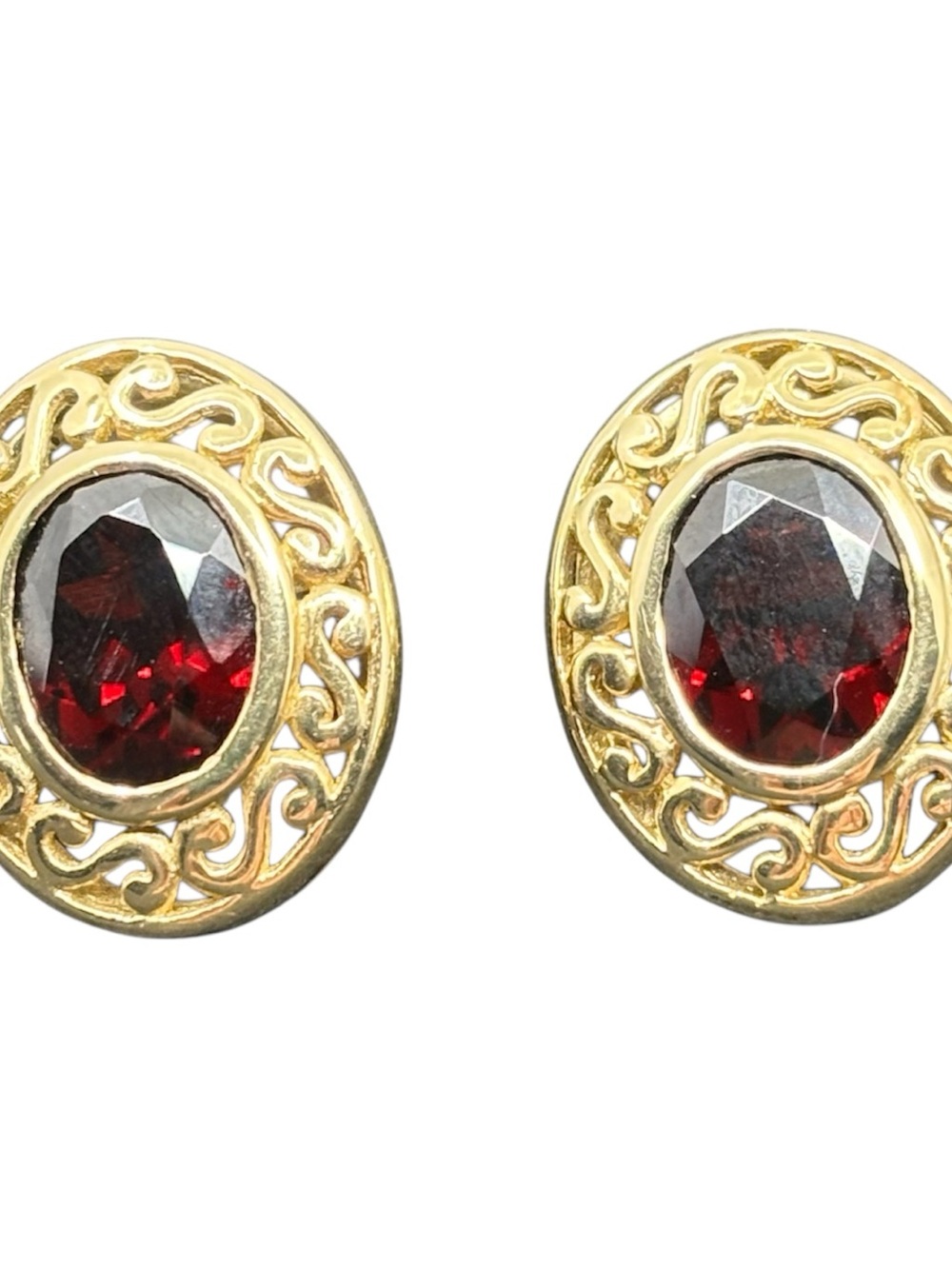 Vtg 10k Gold Stud Earrings with Garnet